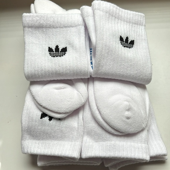 New Adidas Socks Package Men’s 6 Pair White Crew Socks Casual Athletic Sz 6-12 - Picture 11 of 12